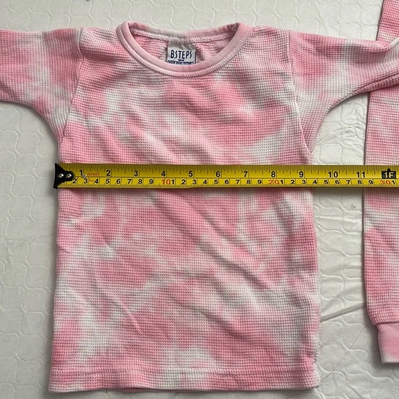 B Steps tie dye pink and white thermal long sleeve shirt and pants set - Picture 5 of 8